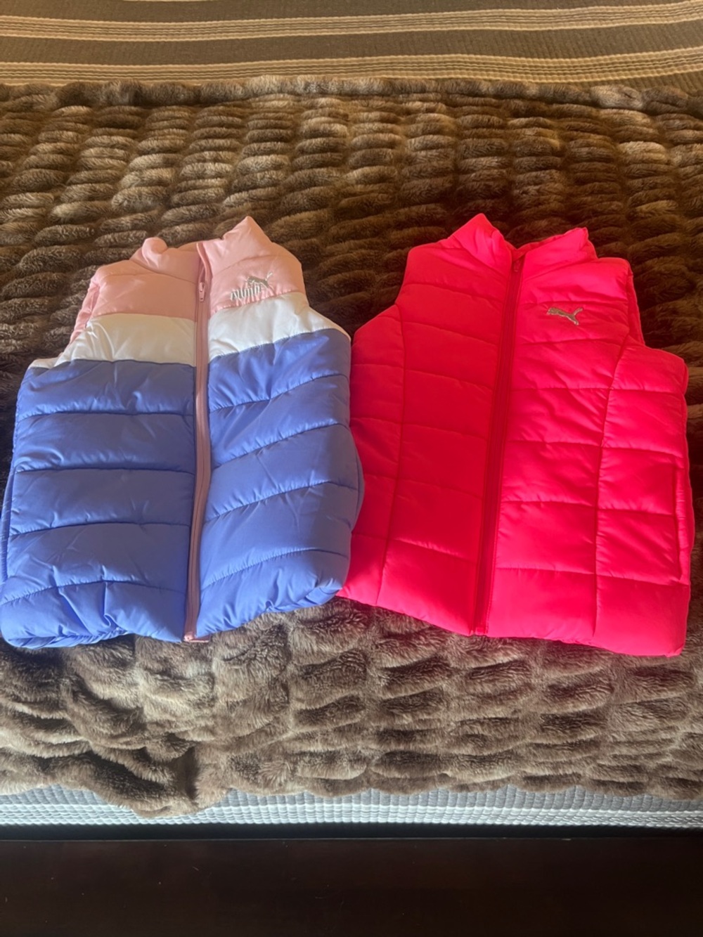 Puma Girls' Lavender/Light Blue Colorblock Vest & Bright Pink Puffer Vest